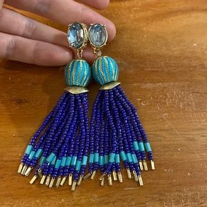 Blue Anthropologie Tassle Earrings